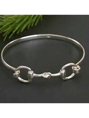 Sterling Silver HorseBit Bracelet Snaffle D Ring Bangle